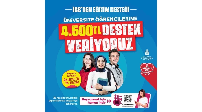 75 bin öğrenciye 4 bin 500 TL destek