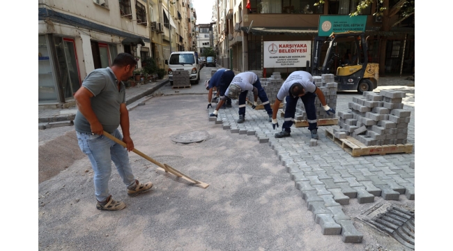 Belediye şantiyesi fabrika gibi üretiyor, Karşıyaka güzelleşiyor!