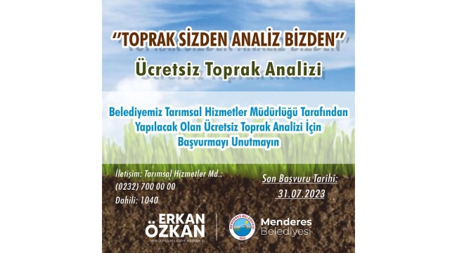 Menderes’te ücretsiz toprak analizi