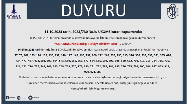 Cumhurbaşkanlığı Bisiklet Turu nedeniyle bazı yollar trafiğe kapatılacak