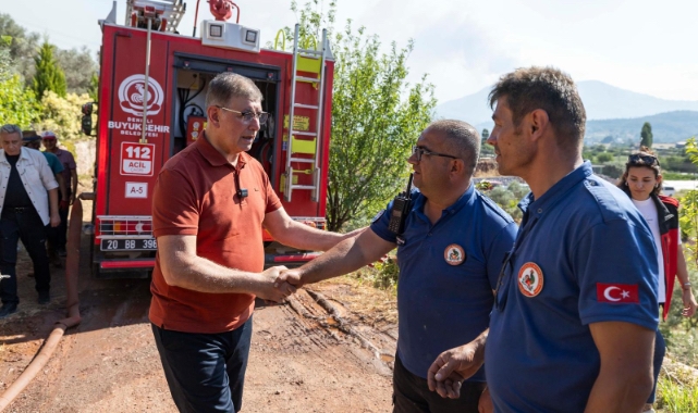 Başkan Tugay yangın bölgesini inceledi