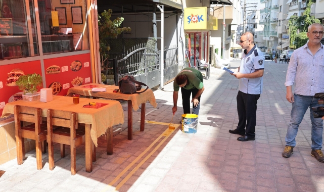Kaldırım işgaline sarı çizgi